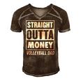 Mens Straight Outta Money Funny Volleyball Dad Men's Short Sleeve V-neck 3D Print Retro Tshirt Brown