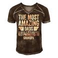 Mens The Most Amazing Dads Get Promoted To Grandpa Men's Short Sleeve V-neck 3D Print Retro Tshirt Brown