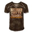 Mens Under New Managment Funny Retirement 2022 Gift Mens Men's Short Sleeve V-neck 3D Print Retro Tshirt Brown