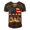 Mens Vintage American Flag 4Th Of July Patriotic Dad Gift Men's Short Sleeve V-neck 3D Print Retro Tshirt Brown