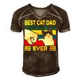 Mens Vintage Best Cat Dad Ever Bump Fit 240 Shirt Men's Short Sleeve V-neck 3D Print Retro Tshirt Brown