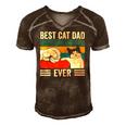 Mens Vintage Best Cat Dad Ever Bump Fit Classic Men's Short Sleeve V-neck 3D Print Retro Tshirt Brown