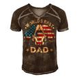 Mens Worlds Best Guitar Dad T 4Th Of July American Flag Men's Short Sleeve V-neck 3D Print Retro Tshirt Brown