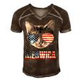 Meowica Funny Cat Patriotic Usa Shirt American Flag 544 Trending Shirt Men's Short Sleeve V-neck 3D Print Retro Tshirt Brown