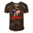 Merica Bernese Mountain Dog American Flag 4Th Of July Men's Short Sleeve V-neck 3D Print Retro Tshirt Brown