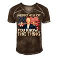 Merry 4Th Of You KnowThe Thing Happy 4Th Of July Memorial Men's Short Sleeve V-neck 3D Print Retro Tshirt Brown