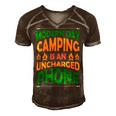 Modern Day Camping Is An Uncharged Phone Men's Short Sleeve V-neck 3D Print Retro Tshirt Brown