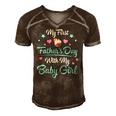 My First Fathers Day With My Baby Girl Daughter Daddy Men's Short Sleeve V-neck 3D Print Retro Tshirt Brown