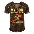 My Son Has Your Back Proud Army Dad Veteran Son Men's Short Sleeve V-neck 3D Print Retro Tshirt Brown