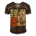 My Son Is Soldier Proud Military Dad 703 Shirt Men's Short Sleeve V-neck 3D Print Retro Tshirt Brown