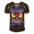 My Stepdad Has Your Back Proud Army 685 Shirt Men's Short Sleeve V-neck 3D Print Retro Tshirt Brown