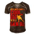 Never Underestimate A Cool Dad With A Ballfunny744 Bowling Bowler Men's Short Sleeve V-neck 3D Print Retro Tshirt Brown