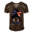 New York Girl New York Flag State Girlfriend Messy Bun Men's Short Sleeve V-neck 3D Print Retro Tshirt Brown