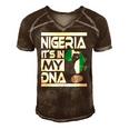 Nigeria Is In My Dna Nigerian Flag Africa Map Raised Fist Men's Short Sleeve V-neck 3D Print Retro Tshirt Brown