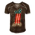 Number One Dad American Flag 4Th Of July Fathers Day Gift Men's Short Sleeve V-neck 3D Print Retro Tshirt Brown