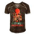 Oceans Of Possibilities Summer Reading 2022 Octopus Men's Short Sleeve V-neck 3D Print Retro Tshirt Brown