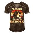Of Course I Talk To My Beagle Funny Vintage 56 Beagle Dog Men's Short Sleeve V-neck 3D Print Retro Tshirt Brown