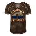 Ofishally 13 Years Old Fisherman 13Th Birthday Fishing Men's Short Sleeve V-neck 3D Print Retro Tshirt Brown