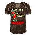 One In A Melon Daddy Dabbing Watermelon Men's Short Sleeve V-neck 3D Print Retro Tshirt Brown