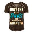Only The Best Dad Get Promoted To Grandpa Fathers Day T Shirts Men's Short Sleeve V-neck 3D Print Retro Tshirt Brown