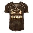 Only The Best Dads Get Promoted To Grandad Grandpas Gift Men's Short Sleeve V-neck 3D Print Retro Tshirt Brown