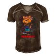 Orange Tabby Gangsta Cat Tattoos Bandana July 4Th Cat Lover Men's Short Sleeve V-neck 3D Print Retro Tshirt Brown
