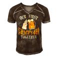 Our First Fathers Day Together Dad And Son Daughter Men's Short Sleeve V-neck 3D Print Retro Tshirt Brown Our First Fathers Day Together Dad And Son Daughter Men's Short Sleeve V-neck 3D Print Retro Tshirt Brown