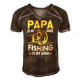 Papa Is My Name Fishing Is My Game Funny Gift Men's Short Sleeve V-neck 3D Print Retro Tshirt Brown