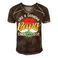 Papa Like A Grandpa Only Cooler Funny Quote For Fathers Day Men's Short Sleeve V-neck 3D Print Retro Tshirt Brown