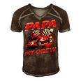 Papa Pit Crew Race Car Birthday Party Racing Family Men's Short Sleeve V-neck 3D Print Retro Tshirt Brown