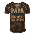 Papa The Man The Myth The Legend Fathers Day Gift Men's Short Sleeve V-neck 3D Print Retro Tshirt Brown