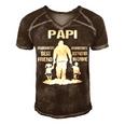 Papi Grandpa Gift Papi Best Friend Best Partner In Crime Men's Short Sleeve V-neck 3D Print Retro Tshirt Brown