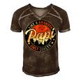 Papi Like A Grandpa Only Cooler Vintage Retro Fathers Day Men's Short Sleeve V-neck 3D Print Retro Tshirt Brown