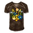 Peace In The Crest Of Ukraine Peace And Solidarity For Ukraine Men's Short Sleeve V-neck 3D Print Retro Tshirt Brown