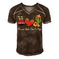 Peace Love Cinco De Mayo Funny Men's Short Sleeve V-neck 3D Print Retro Tshirt Brown