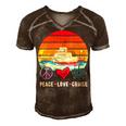 Peace Love Cruising Family Cruise Vacation Matching Gift V2 Men's Short Sleeve V-neck 3D Print Retro Tshirt Brown