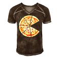 Pizza Pie And Slice Dad And Son Matching Pizza Father’S Day Men's Short Sleeve V-neck 3D Print Retro Tshirt Brown