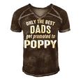Poppy Grandpa Gift Only The Best Dads Get Promoted To Poppy Men's Short Sleeve V-neck 3D Print Retro Tshirt Brown