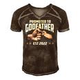 Promoted To Godfather 2022 For First Time Fathers New Dad Men's Short Sleeve V-neck 3D Print Retro Tshirt Brown