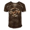 Promoted To Poppop 2022 For First Time Fathers New Dad Men's Short Sleeve V-neck 3D Print Retro Tshirt Brown