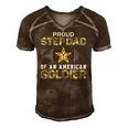 Proud Army Stepdad Of A Soldier-Proud Army Stepdad Army Men's Short Sleeve V-neck 3D Print Retro Tshirt Brown