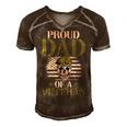 Proud Dad Of A Veteran Patrioticic Memorial Day 4Th Of July Men's Short Sleeve V-neck 3D Print Retro Tshirt Brown