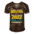 Proud Godfather Of Kindergarten Graduate 2022 Graduation Men's Short Sleeve V-neck 3D Print Retro Tshirt Brown