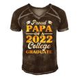 Proud Papa Of 2022 College Graduate Grandpa Graduation Men's Short Sleeve V-neck 3D Print Retro Tshirt Brown