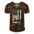 Proud Us Air Force Dad Rocket America Flag Fathers Day Gift Men's Short Sleeve V-neck 3D Print Retro Tshirt Brown