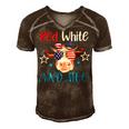 Red White And Moo Patriotic Cow Usa Flag 4Th Of July Farmer Men's Short Sleeve V-neck 3D Print Retro Tshirt Brown