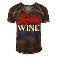 Red Wine Blue 4Th Of July Wine Red White Blue Wine Glasses V2 Men's Short Sleeve V-neck 3D Print Retro Tshirt Brown