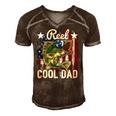 Reel Cool Dad Fishing American Flag Fathers Day Gif Men's Short Sleeve V-neck 3D Print Retro Tshirt Brown