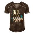 Reel Cool Poppy Fishing Fathers Day Gift Fisherman Poppy Men's Short Sleeve V-neck 3D Print Retro Tshirt Brown