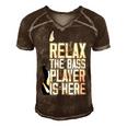 Relax The Bass Player Is Herebass Player Funny Gift Bass Guitar Men's Short Sleeve V-neck 3D Print Retro Tshirt Brown